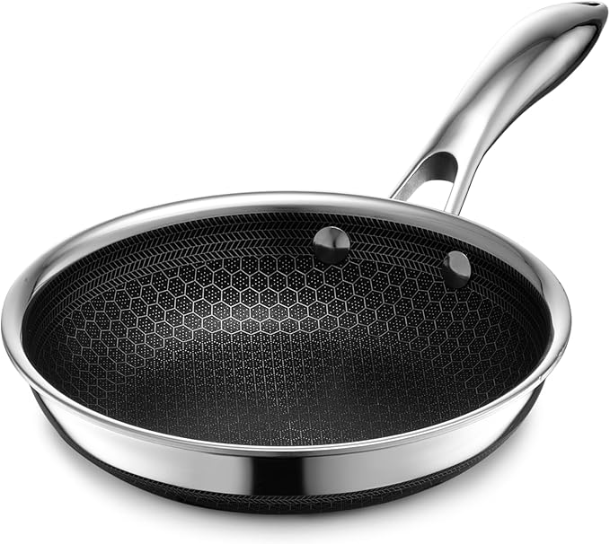 HexClad Hybrid Nonstick 7-Inch Frying Pan, Stay-Cool Handle, Dishwasher-Friendly, Oven-Safe Up to 900째F, Induction Ready, Compatible with All Cooktops