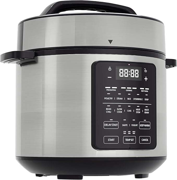 NEWBULIG 6 Quart Electric Pressure Cooker, Stainless Steel Multi Cooker Pressure, 12-in-1 Slow Cooker for Rice, Meat Stew, Porridge, Multigrain, Steam, Yogurt Maker