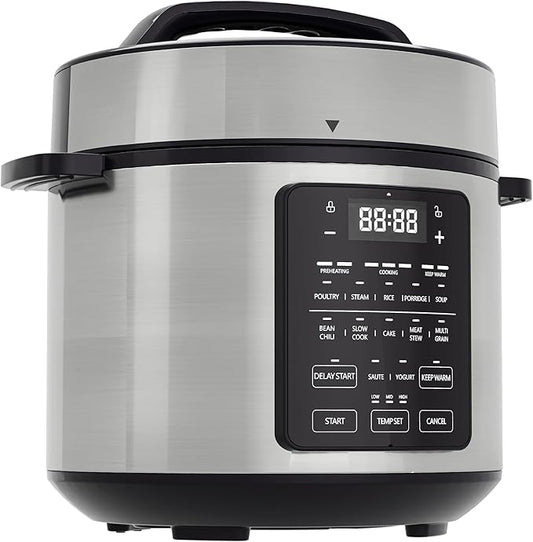 NEWBULIG 6 Quart Electric Pressure Cooker, Stainless Steel Multi Cooker Pressure, 12-in-1 Slow Cooker for Rice, Meat Stew, Porridge, Multigrain, Steam, Yogurt Maker