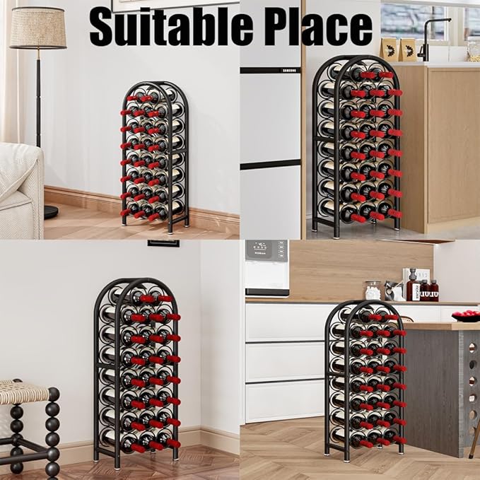 Wine Rack Freestanding Floor Metal Holders Stands Organizer Storage 23 Bottles Black