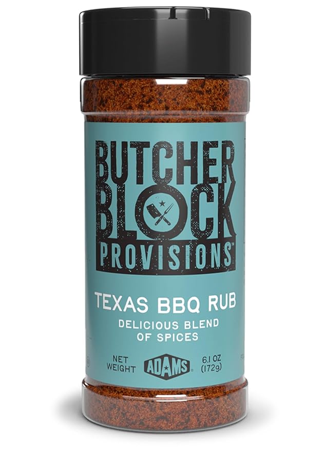 Butcher Block Provisions - Texas BBQ Rub - Delicious Blend of Spices - Sea Salt, Black Pepper, Garlic, Onion, Paprika & Red Pepper Seasoning - 6.1 oz