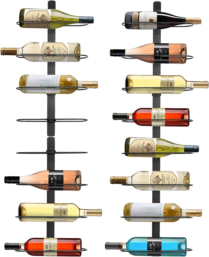 Wine Rack Wall Mounted: 16 Bottles Wine Bottle Holder Hanging Bar Liquor Storage Organizer of Cabinet Kitchen - Designed for SpaceSaver (16 Bottles)