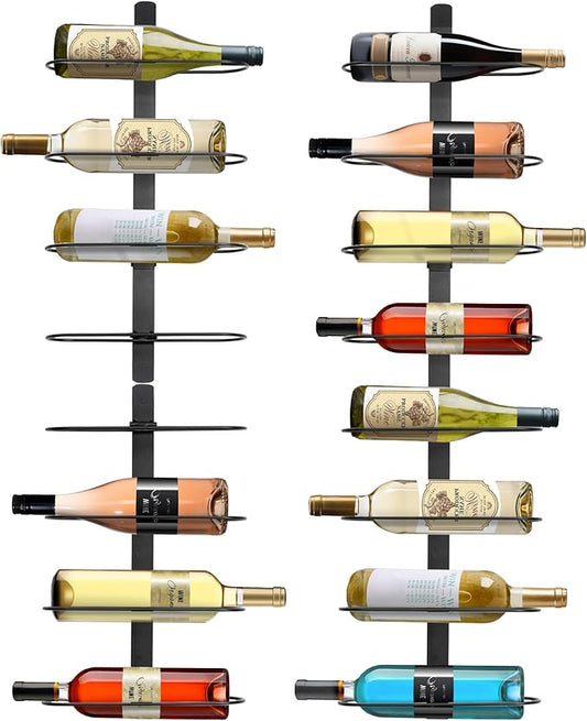 Wine Rack Wall Mounted: 16 Bottles Wine Bottle Holder Hanging Bar Liquor Storage Organizer of Cabinet Kitchen - Designed for SpaceSaver (16 Bottles)