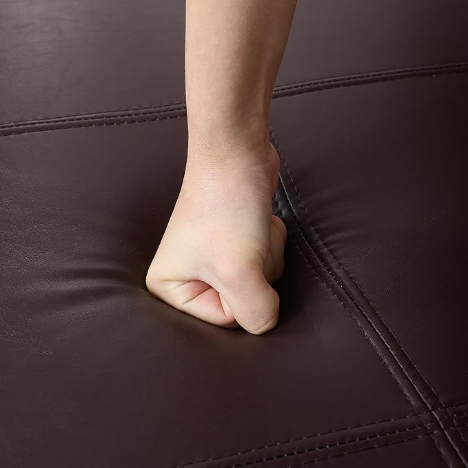 DECO DE VILLE 51 Inch Storage Ottoman Bench, Faux Leather Foot Rest with Hinged Lid, Long Rectangle Bed Bench for Living Room, Bedroom, Entryway, Coffee Brown