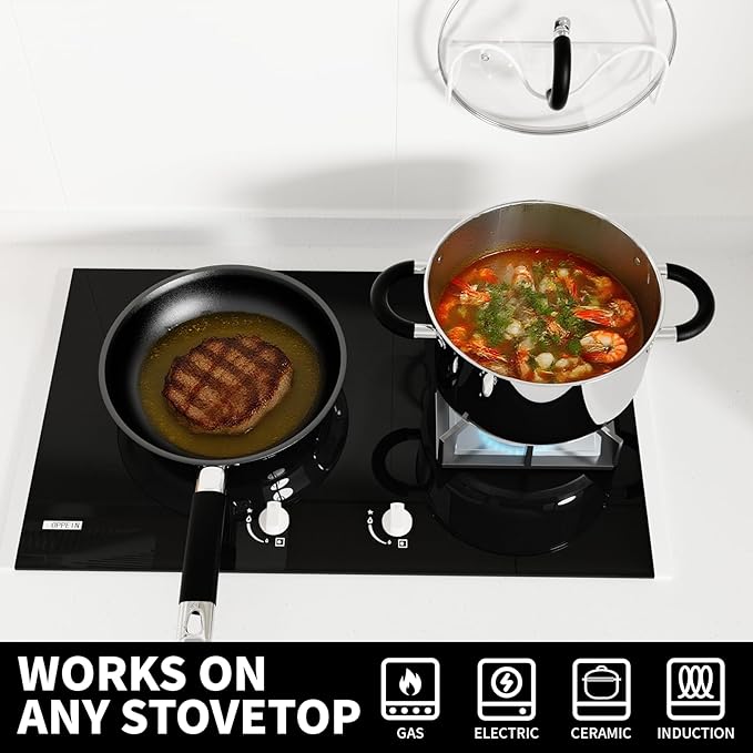 Non Stick Frying Pans, Stainless Steel Kitchen Nonstick Cookware Set of 3, 10??11.5??5??Pan, Compatible with All Stoves