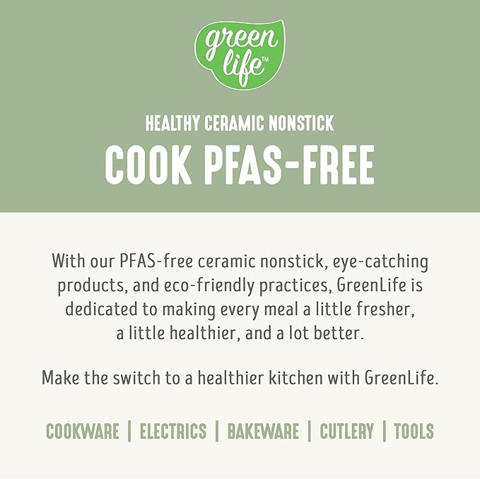 GreenLife Nonstick 12??(5QT) All in One Deep Skillet Wok with Lid, PFAS-Free Non-Toxic Ceramic Multi-Purpose Pan, Induction, All Stovetop, Egg, Stir Fry, Saute, Stay Cool Handle, Sage Green