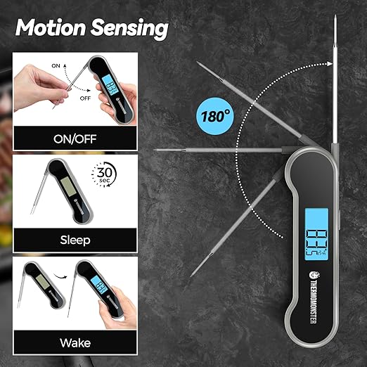 0.5 Sec Instant Read Meat Thermometer Digital with 짹0.5??Precision, Food Thermometer for Cooking Kitchen Gadgets, Oven Grill Candy BBQ Essentials Accessories, Gifts for Him Dad Men Birthday, Grey