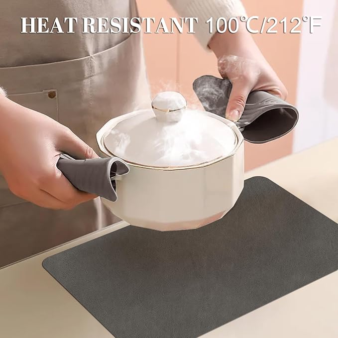 BLESWIN Faux Leather Placemats, PU Dining Table, Waterproof and Oil Resistant Easy to Clean, Heat Resistant Reversible Use Table Mats for Kitchen, Dining Table, Outdoor ??12 횞 17 Inch, Mud&Dark Yellow