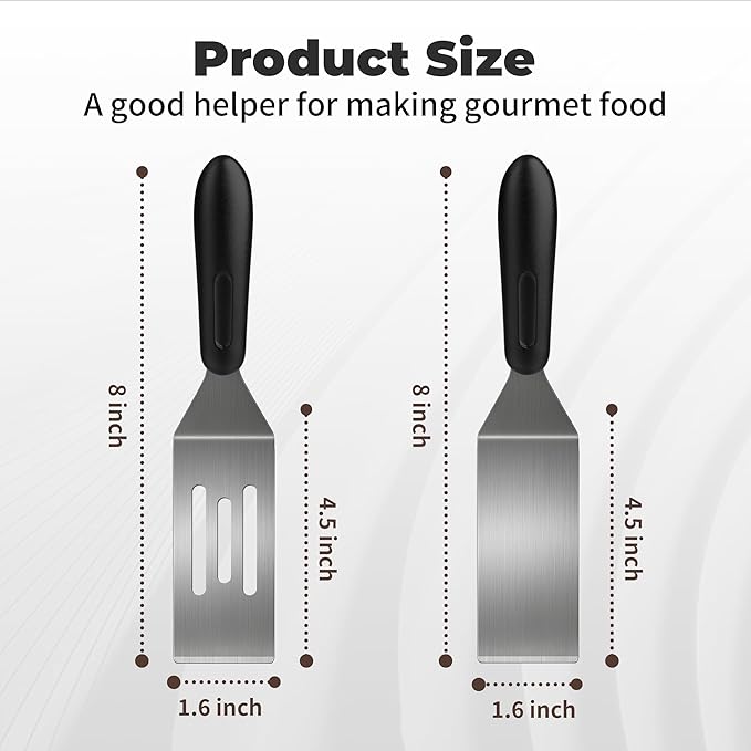 Stainless Steel Spatula Set,Mini Serving Spatula for Kitchen Use,Metal Spatula for Cooking with Heat Resistant Handle,Metal Spatulas for kitchen use for Pancakes?갟asagna?갃rownies?갅ake and Cookie (2PC)