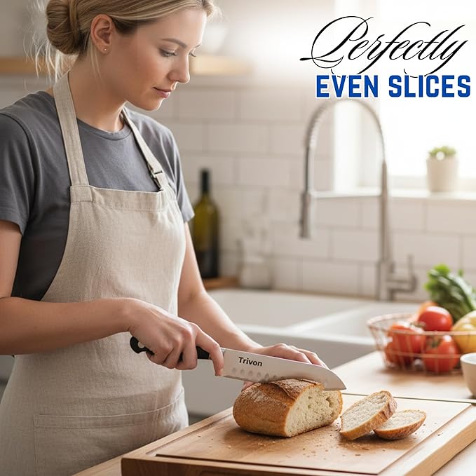 Trivon Kitchen Knife Set with Gift Box ??3-Piece Professional Chef Knife Set, Japanese High-Carbon Stainless Steel Ultra-Sharp Cooking Knives 8" Chef Knife + 7" Santoku + 5" Utility Knife