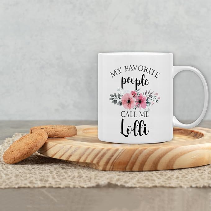 QASHWEY Lolli Coffee Mug, Lolli Gifts for Grandma, LolliGifts from Grandkids, Grandma Coffee Mugs, Mothers Day Mug Tea Cup Gifts forLolli,My Favorite People Call MeLolli CoffeeCup Ceramic 11oz