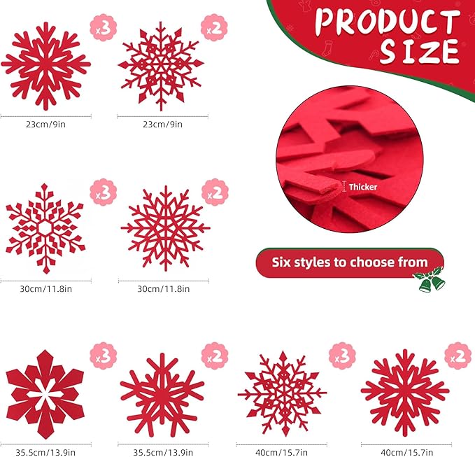 20 Pcs Christmas Felt Pot and Pan Protectors Larger & Thicker Xmas Decoration Pot Separators Pads 9/12/14/16 Inch for Stacking and Protecting Glassware, Cookware and More (Snowflake)