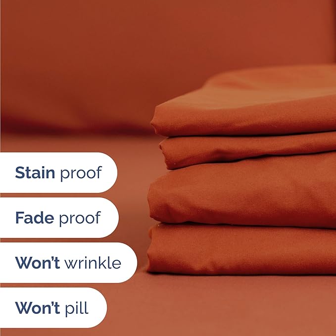 Twin 4 Piece Sheet Set - Cooling & Breathable Bed Sheets - Hotel Luxury Bed Sheets for Women, Men, Kids & Teens - Bedding with Deep Pockets & Easy Fit - Soft and Wrinkle Free - Twin Terracotta Sheets