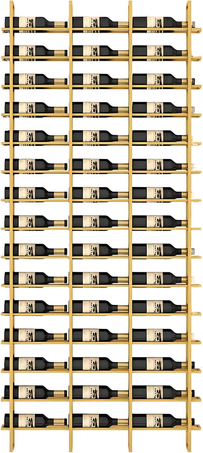 Wall Mounted Wine Rack, H 94.49inch, 16 Rows, Gold 48 Bottle Wine Cellar Racks, Metal Wine Bottle Holder for Home Bar, Wine Kitchen Storage (Gold, 3 Columns竊?8 Bottles竊?