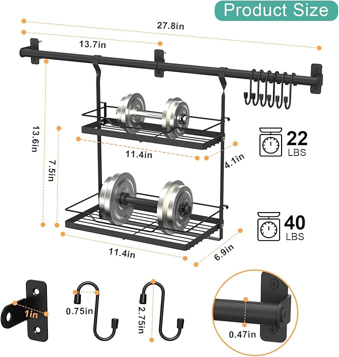 NADAMOO Kitchen Utensil Hanger and Spice Rack with Towel Rack Holder竊똚all Mount Space Saving Metal Storage Organizer for Pantry, Countertop, Bathroom