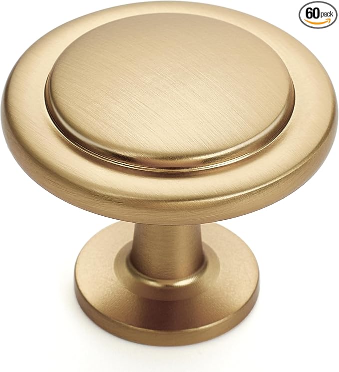 Ravinte 60 Pack 1-1/4 inch Kitchen Cabinet Knobs Champagne Bronze Dresser Zinc Pulls Door Drawer Handles for Dresser Drawers