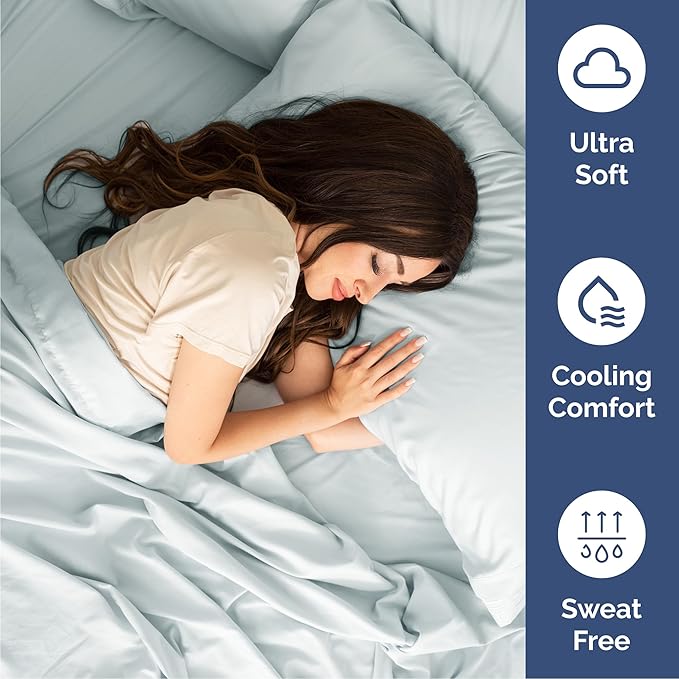 Cal King 6 Piece Sheet Set - Cooling & Breathable Bed Sheets - Hotel Luxury Bed Sheets for Women, Men, Kids & Teens - Deep Pocket Bedding w/Easy Fit - Soft & Wrinkle Free - Cal King Ice Blue Sheets
