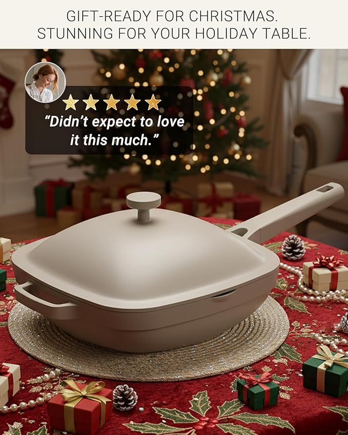 10.5 Inch(3.8QT) Ceramic Pan with Lid,Non Stick Frying Pans Cast Aluminum Deep Saut챕 Pans,Ti-Ceramic Non Toxic Pix Pan with Wooden Spatula and Scrubber-Dusk Petal