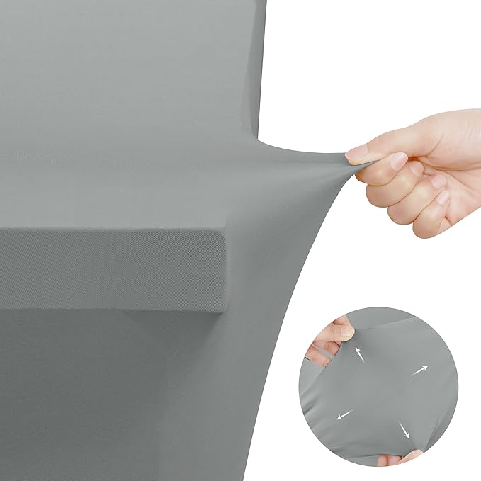 Utopia Kitchen Spandex Tablecloth 2 Pack [4FT, Grey] Tight, Fitted, Washable and Wrinkle Resistant Stretch Table Cloth Rectangle Cover for Trade Show, Weddings & Parties [48Lx30Wx30H Inch]