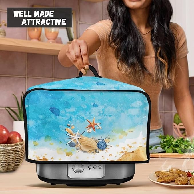 Beach Starfish Small Kitchen Appliance Covers Compatible with 6-8 Quart Slow Cooker Dust Cover for Celebrate Easter Customizable Water Resistant Wearable Convenient