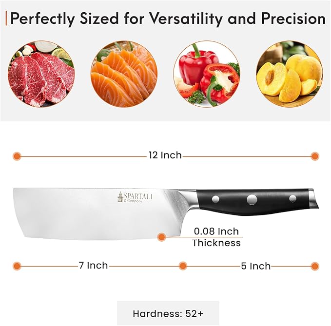 3-Piece Kitchen Knife Set ??Includes 8??Chef Knife, 7??Nakiri, 3.5??Paring ??High Carbon German Stainless Steel Blades, Ergonomic Handle ??Versatile Knife Trio for Chopping, Dicing, and Slicing
