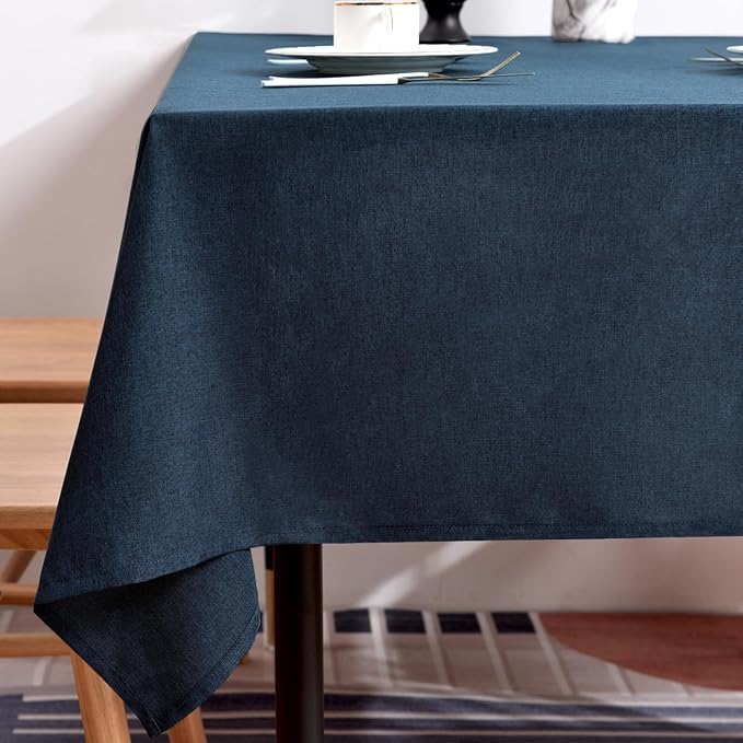 BALCONY & FALCON Table Cloth ??Waterproof, Wrinkle Resistant & Washable Rectangle Tablecloth and Table Cover for Dining Room, Kitchen, Outdoor, Party & Birthday Use (Dark Blue, 57" x 85")