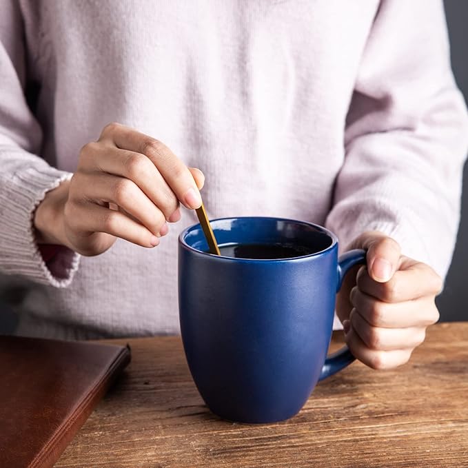 AmorArc 12oz Coffee Mugs Set of 6, Large Ceramic Coffee Mugs for Men, Women, Dad, Mom, Modern Coffee Cups With Handle For Tea,Latte,Cappuccino,Cocoa. Dishwasher&Microwave Safe, Matte Blue