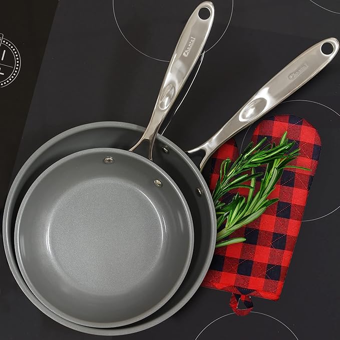 Chantal Induction 21 Steel 2-pc NonStick Fry Pan; includes 8 inch and 10 inch Fry Pans, Ceramic Non Stick