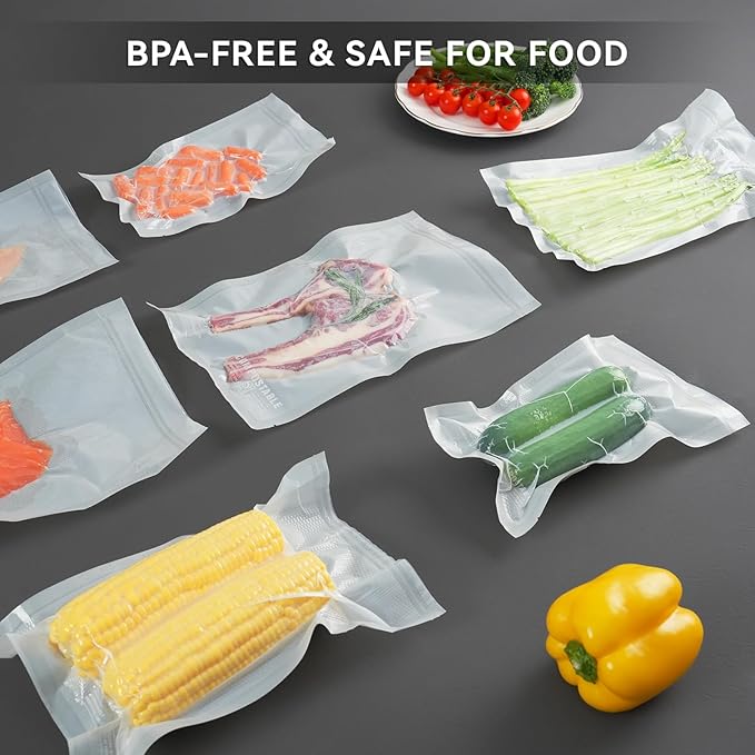 VestaEco Compostable Vacuum Sealer Bags for food, 50 Quart 8" x 12" Precut, Heavy-Duty Embossed Vacuum Seal Bags for Food Saver, BPA-Free, for Storage, Meal Prep or Sous Vide