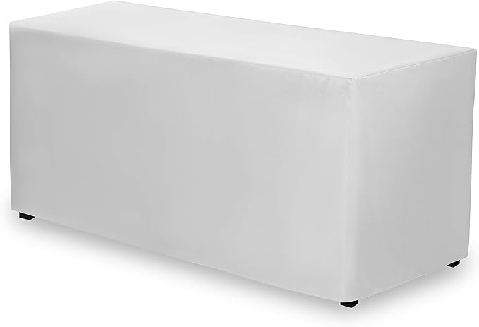 Gee Di Moda Fitted Tablecloth - 72 x 30 Inch White Floor-Length Fitted Table Cloth for 6 Foot Rectangle Table, Heavy Duty Washable Fabric for Parties, Dinner, Weddings, Baby Shower & Trade Show