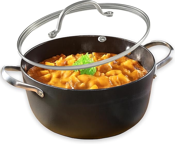 Cuisiland 7QT/11.5'' Honeycomb Cast Iron Casserole with Lid ??Non-Stick Dutch Oven Pot, Stainless Steel Handles, Oven Safe, Classic Cast Iron Heat Retention