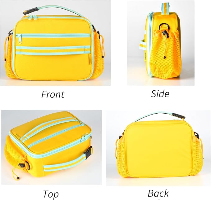 Cerbonny Kids Lunch Box, Yellow-3, Unisex, Polyester, With Insulation, Easy-clean, Multiple Carrying Options, Big Capacity, Lightweight, Quality Guaranteed