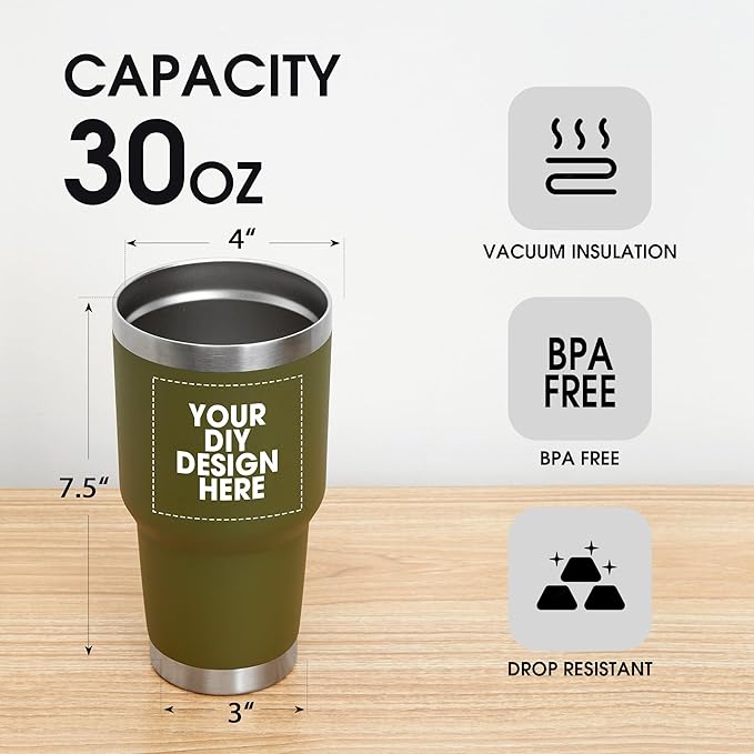 SMLIXE Personalized Coffee Tumbler Print in USA 30oz Stainless Steel Double Wall Insulated Coffee Cup With Text Photo Logo