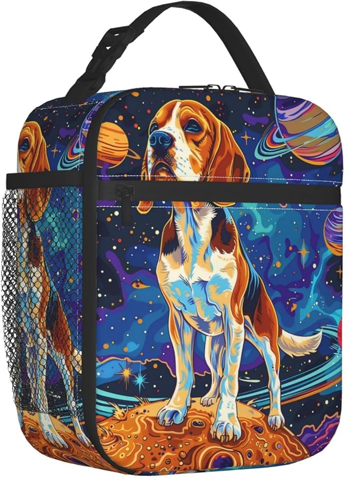 VANZEV Insulated Lunch Box for Women Men, Beagle Dog Planet Theme Lunch Box Reusable Portable Lunch Bag Cooler Tote Waterproof Lunch Container for Office Picnic Work Travel Hiking