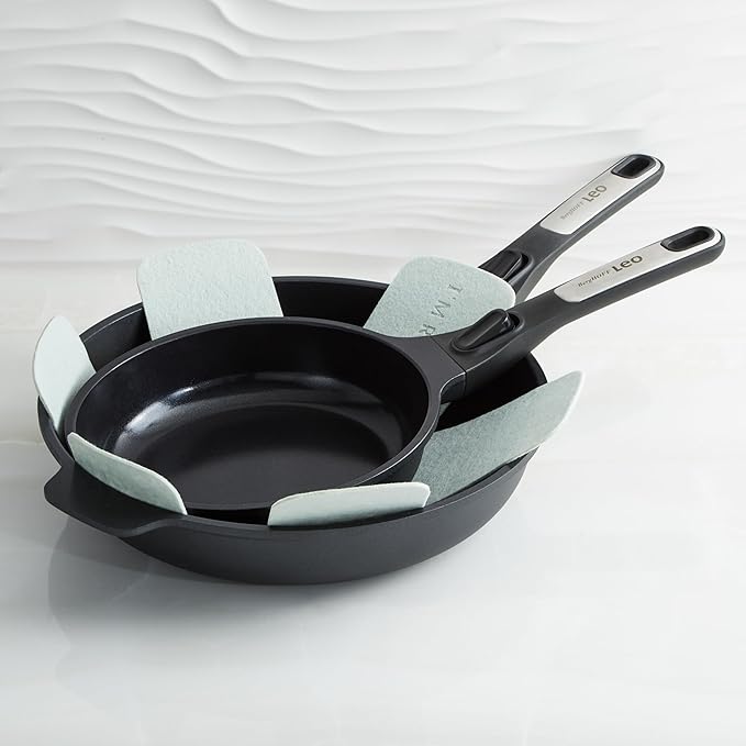 Berghoff Phantom 2Pc Nonstick Ceramic Frying Pan Set Detachable Handle Recycled Cast Aluminum CeraGreen Non-toxic Coating Induction Pan Oven-to-table Cookware Full Disk
