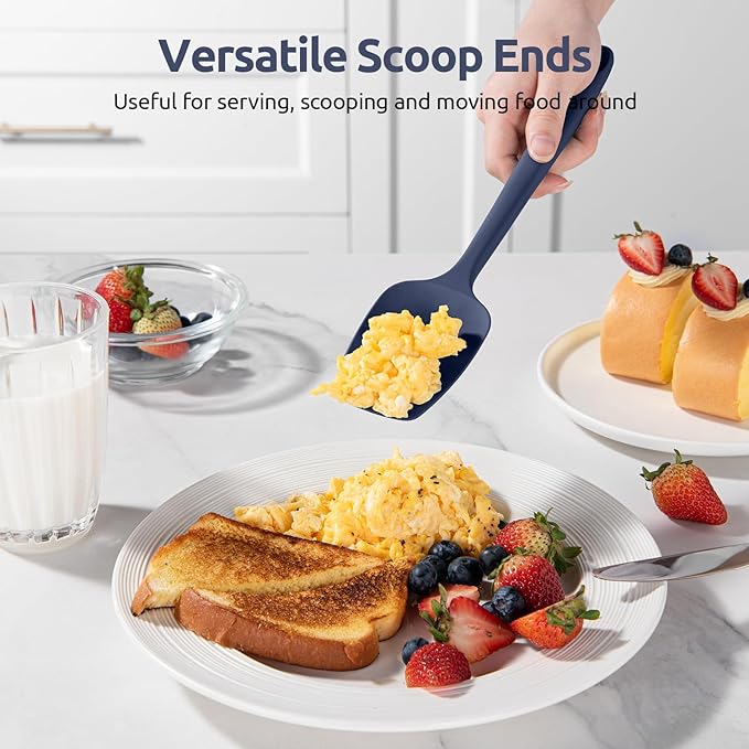 Heat Resistant Silicone Spatula Set: U-Taste 600쨘F High Temp Seamless Food Grade Food Grade Flexible Rubber Silicon Kitchen Cooking Mixing Baking Scraper for Nonstick Cookware Set of 4 (Midnight Blue)