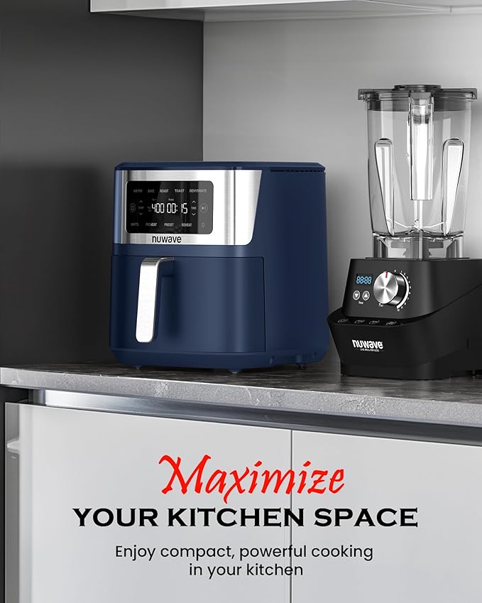 Nuwave Brio Plus 6-in-1 Air Fryer, 7-Qt Large Capacity, 50°F??00°F Precise Temp Control, Non-Toxic PFAS-Free Nonstick, Air Fry, Bake, Roast, Toast, Dehydrate, Reheat, 100 Presets, Dishwasher Safe