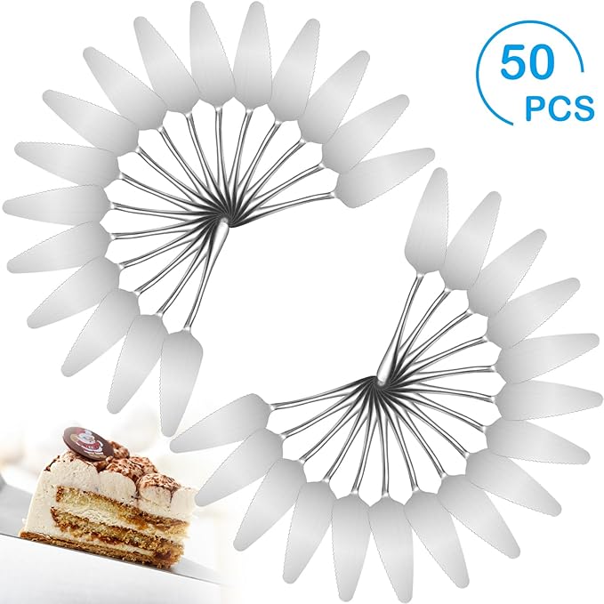 Baderke 50 Pcs Pie Server Pizza Server Spatula Stainless Steel Cake Pie Pastry Professional Utensil for Pizza Dessert Cheese Cutting, 9 Inches, Silver