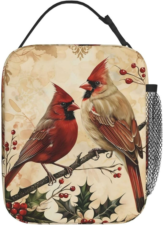 VANZEV Elegant Cardinal Bird Print Insulated Lunch Box Gifts for Kids Adults Graceful Red Animal Design Reusable Portable Lunchbox Cooler Lunchbag for Work Picnic School Travel or Hiking