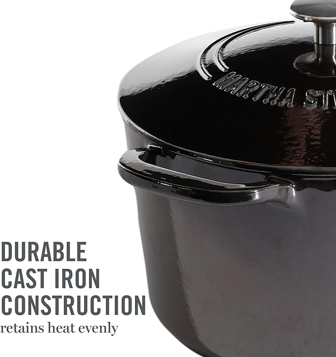 MARTHA STEWART Gatwick 7-Quart Enamel Cast Iron Dutch Oven Pot with Lid ??Grey ??Heavy-Duty Dutch Oven for Slow Cooking, Braising & Baking