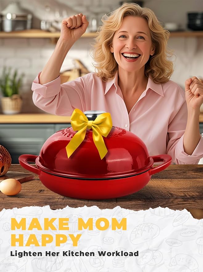 Dutch Oven Bread Baking Pot with Lid 6QT Enameled Cast Iron Oven, Gradient Red Design & Complete Sourdough Kit (Banneton Basket, Dough Tools, Silicone Sling) for Artisan Bread Making