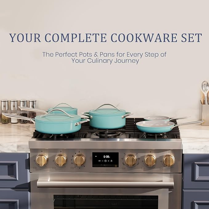 Nonstick Ceramic Frying Pan 8 inch for All Stovetops, PTFE/PFOA/PFAS Free, Even Heat Distribution Oven Safe up to 500째F, Healthy Non Toxic Skillet with Stay-Cool Handle, Caribbean Blue