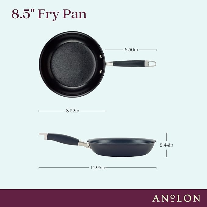 Anolon Advanced Home Hard Anodized Nonstick Frying Pan, 8.5 Inch ??Small Non Stick Egg Pan, Durable Nonstick Skillet - Onyx