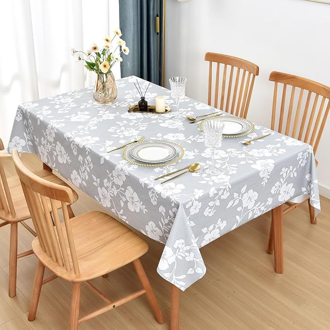 LOHASCASA Sunflower Vinyl Tablecloth for Rectangle Tables, Waterproof PVC Plastic Table Cloth Covers Oblong Oval Oilcloth Wipeable Tablecloths for 7 Foot Large Picnic Table Outdoor Camping 54x84 Inch