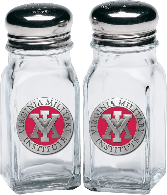 Heritage Pewter Virginia Military Institute Salt and Pepper Shaker Set of 2 Bottles | Expertly Crafted Pewter Glass