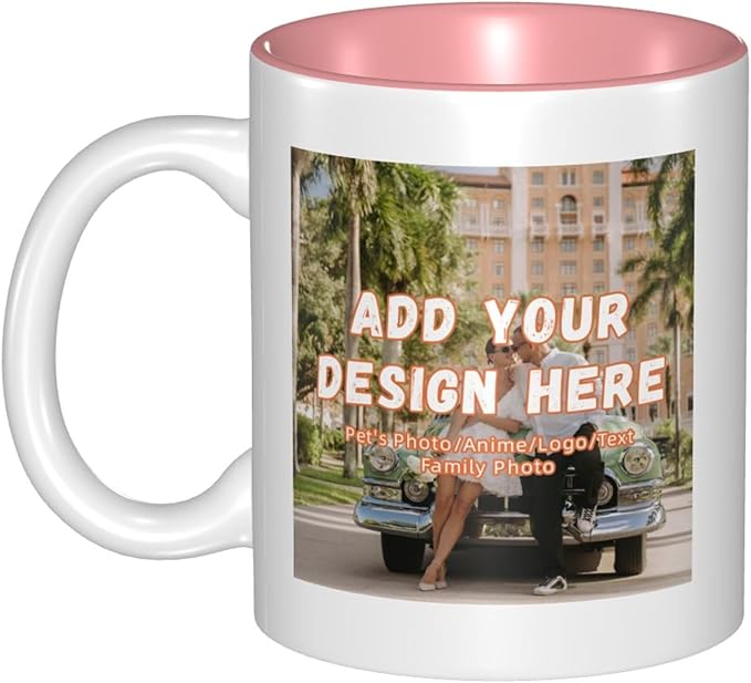 Custom Color Mugs with Partial or Full-Size Printing Customizable Photos and Text Coffee Mugs Creative Multicolor Designs Image (Partial, Pink)