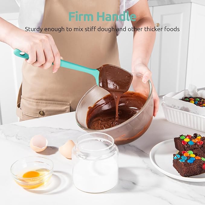 U-Taste Silicone Spoon Spatula Set, 600쨘F High Heat Resistant Food Grade Flexible Rubber Scraper, Cooking Mixing Baking Kitchen Utensils Set of 3 (Aqua Sky)