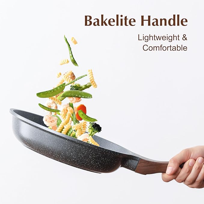 SENSARTE Nonstick Frying Pan Skillet, Swiss Granite Coating Omelette Pan, Healthy Stone Cookware Chef's Pan, PFOA Free (8/9.5/10/11/12.5 Inch) (12 Inch)