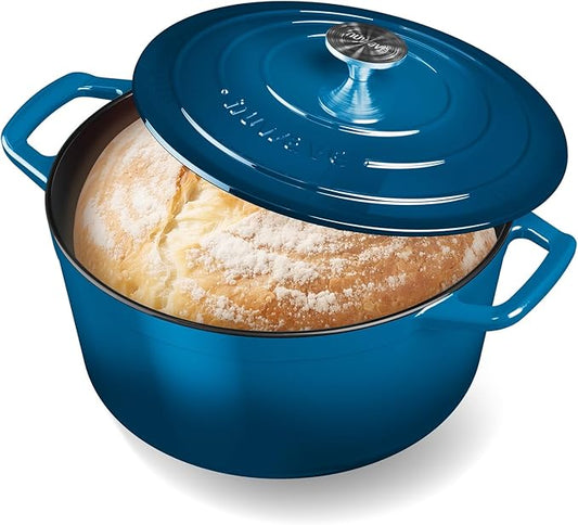 Nuwave 6QT Healthy Enameled Cast Iron Dutch Oven Pot with Lid, Heavy Duty 7-Layer Enamel, Enhanced Rust Protection, Dual Handles, Oven Safe to 500째F for Sourdough Bread Baking, Braise, Stew, Roast