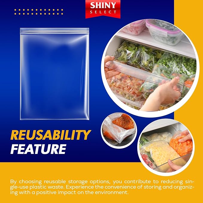 3 Gallon Large Storage Bag, 16?쓝18?? 50 Count ??Big Clear Plastic Resealable Zip & Lock Bag, 2 Mil Heavy Duty for Fruits, Vegetables, Meat Marinate, Office Supplies, Toys, Books, Gears